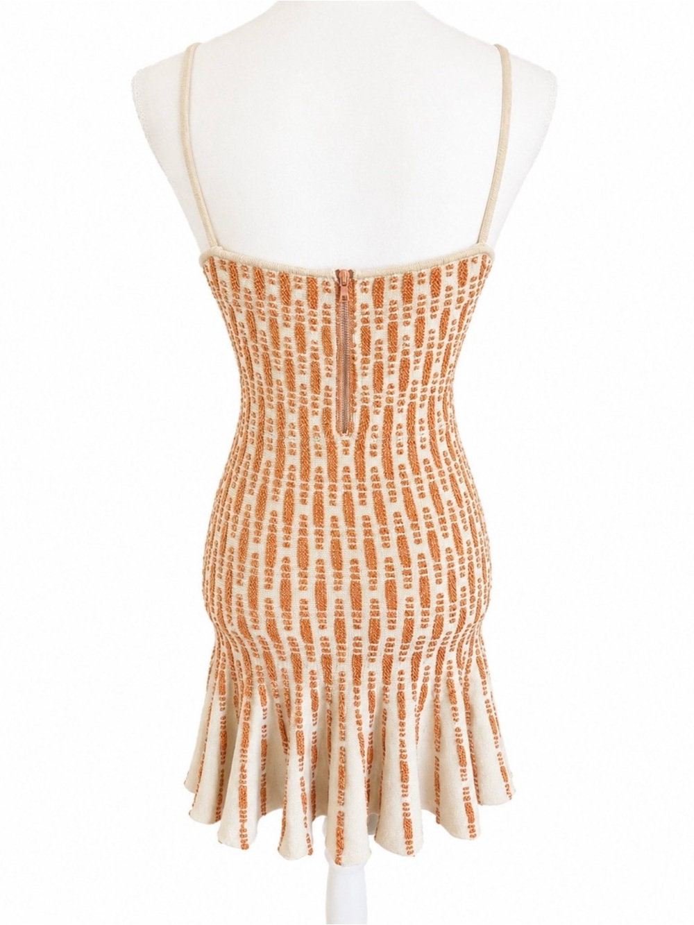 RARE - Alex + Olivia Champagne & Copper Knit Dress- S/P - Picture 4 of 5